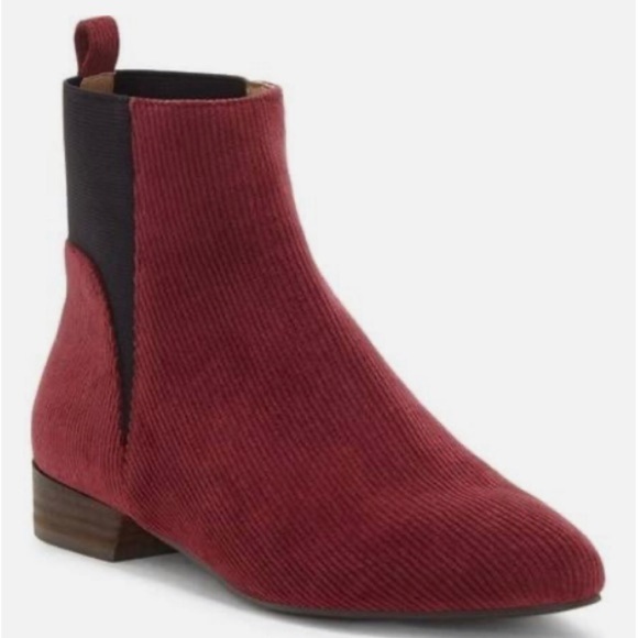 Lucky Brand Gleldo maroon corduroy ankle boots size 8.5 - Picture 1 of 9